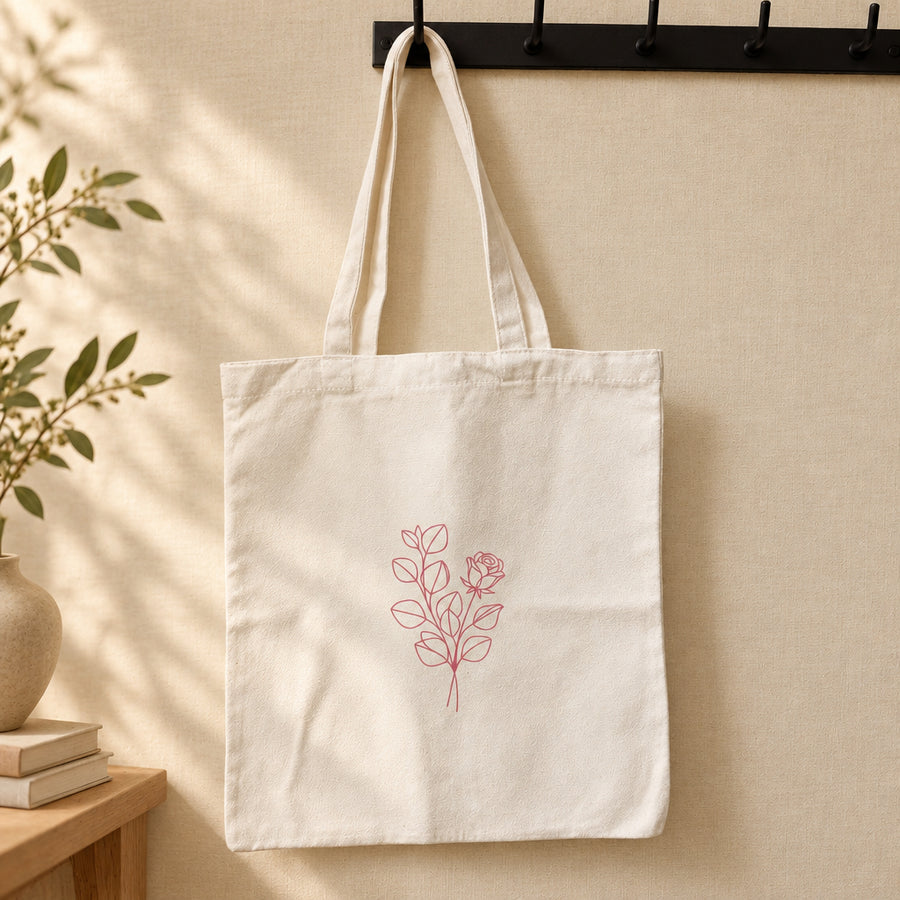 Rose Line Art Tote Bag Set Of 2