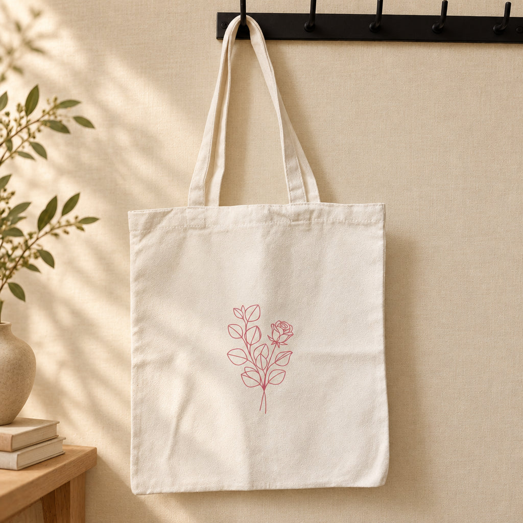 Rose Line Art Tote Bag Set Of 2