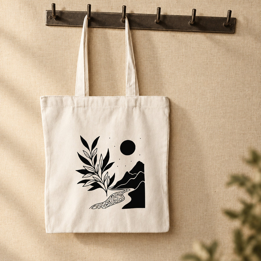 Minimalist Botanical Landscape Tote Bag Set Of 2