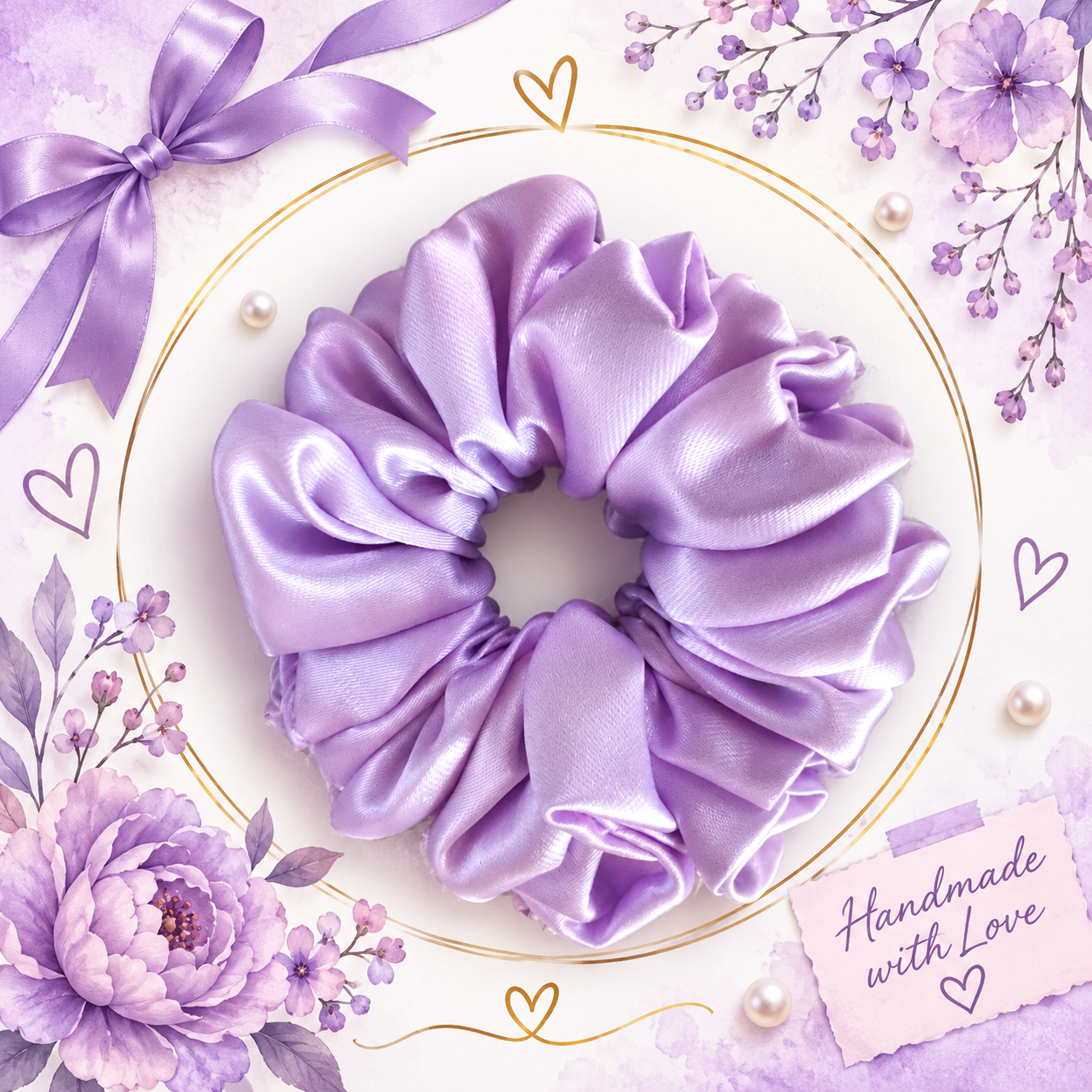 Premium Satin Scrunchie 💜 Set Of 3