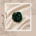 Elegant Dark Green Satin Scrunchie Set Of 3