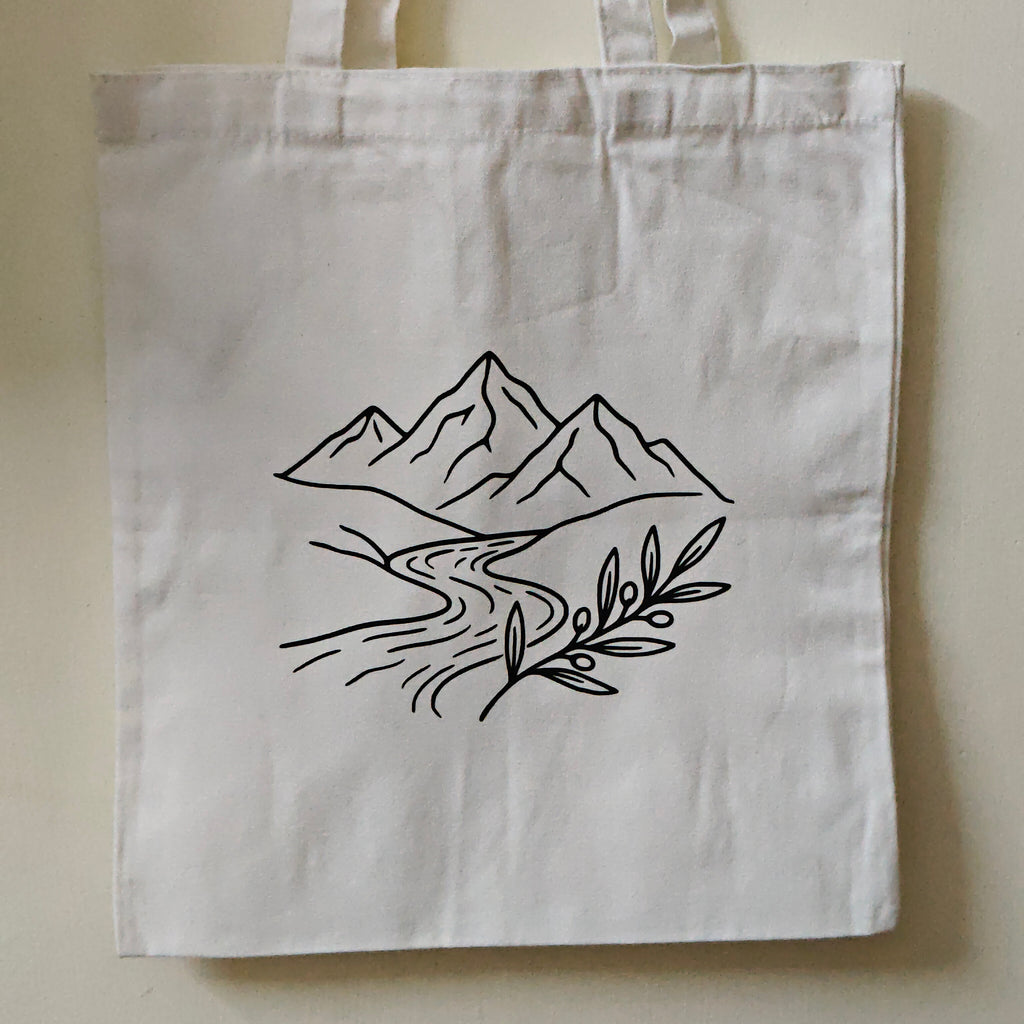 Minimalist Mountain & River Tote Bag Set Of 2