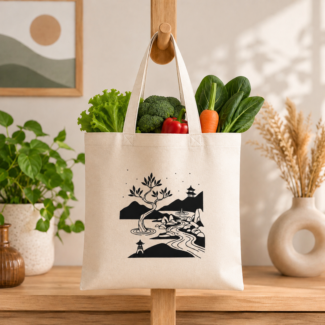 Cultivate Your Joy & Zen Landscape Tote Bag Set Of 2