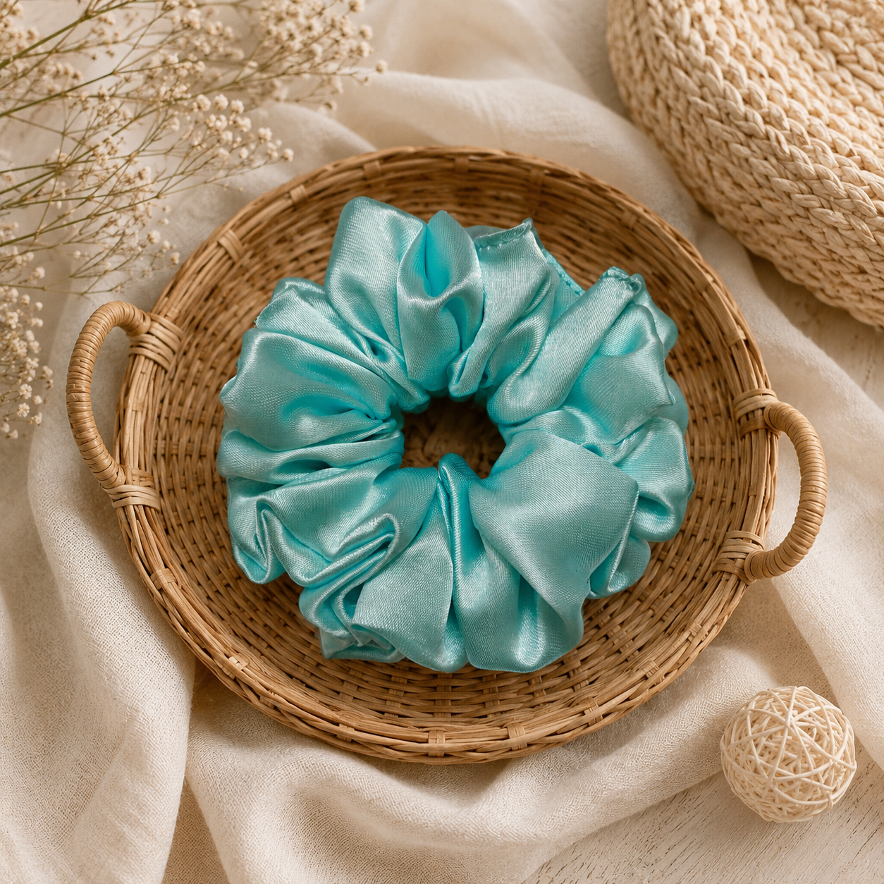 Aqua Blue Scrunchie Set Of 3