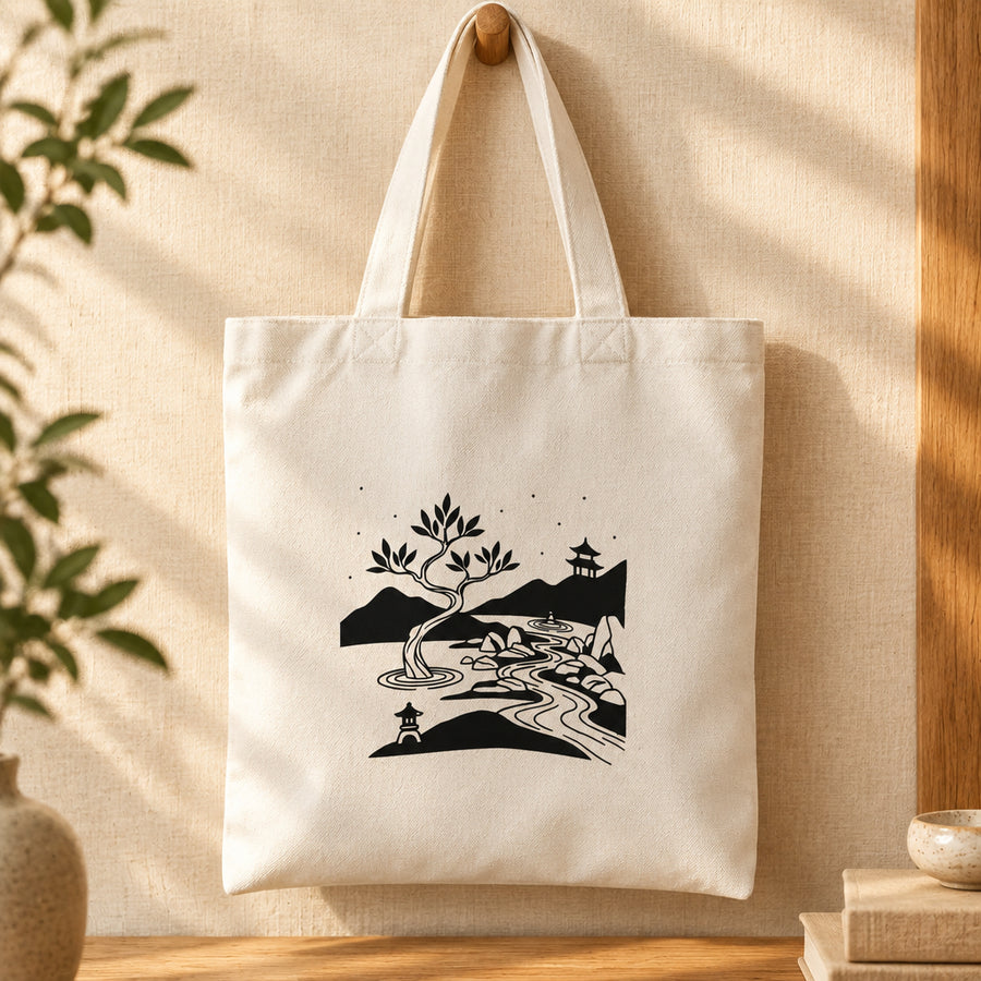 Minimalist Japanese Tote Bag Art Set Of 2