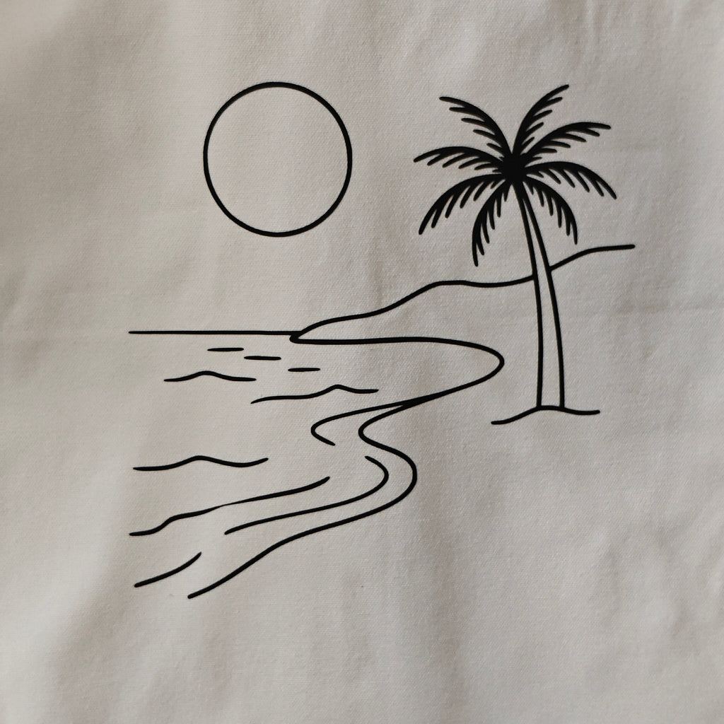 Minimalist Beach Line Art Cotton Tote Bag Set Of 2