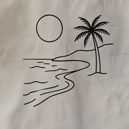 Minimalist Beach Line Art Cotton Tote Bag Set Of 2