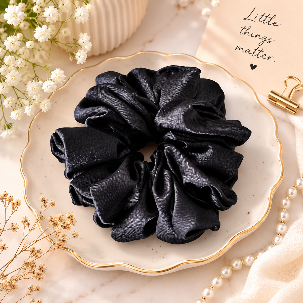 Tote Bag & 3 Black Scrunchies Gift Set