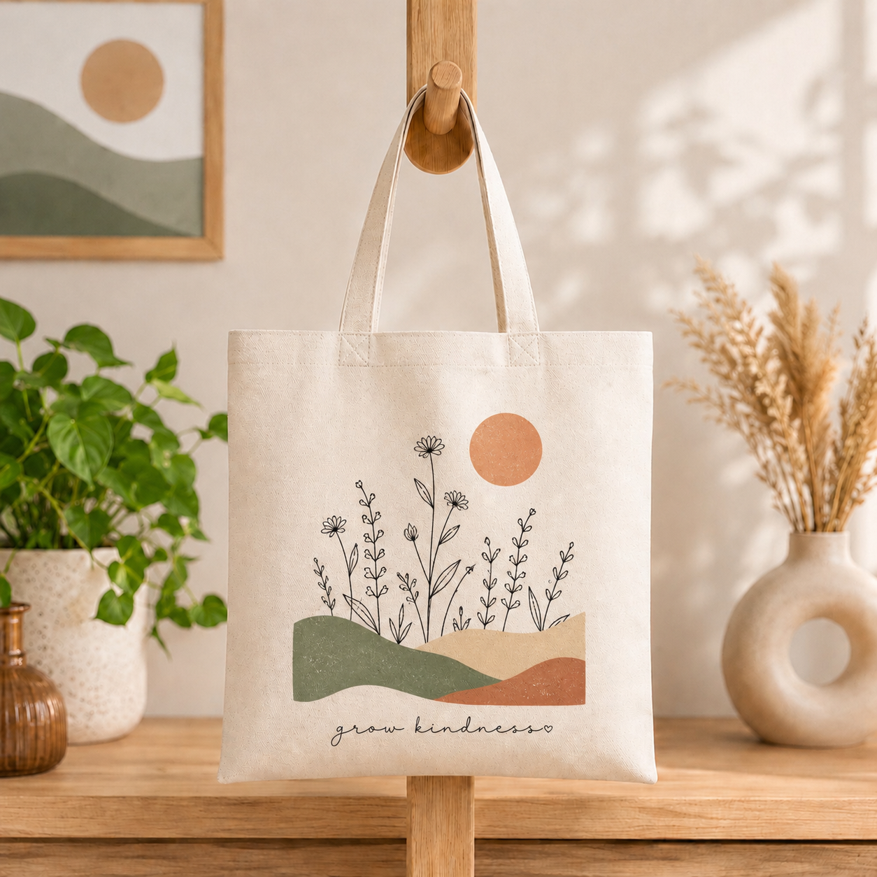 Grow Kindness Canvas Tote Bag